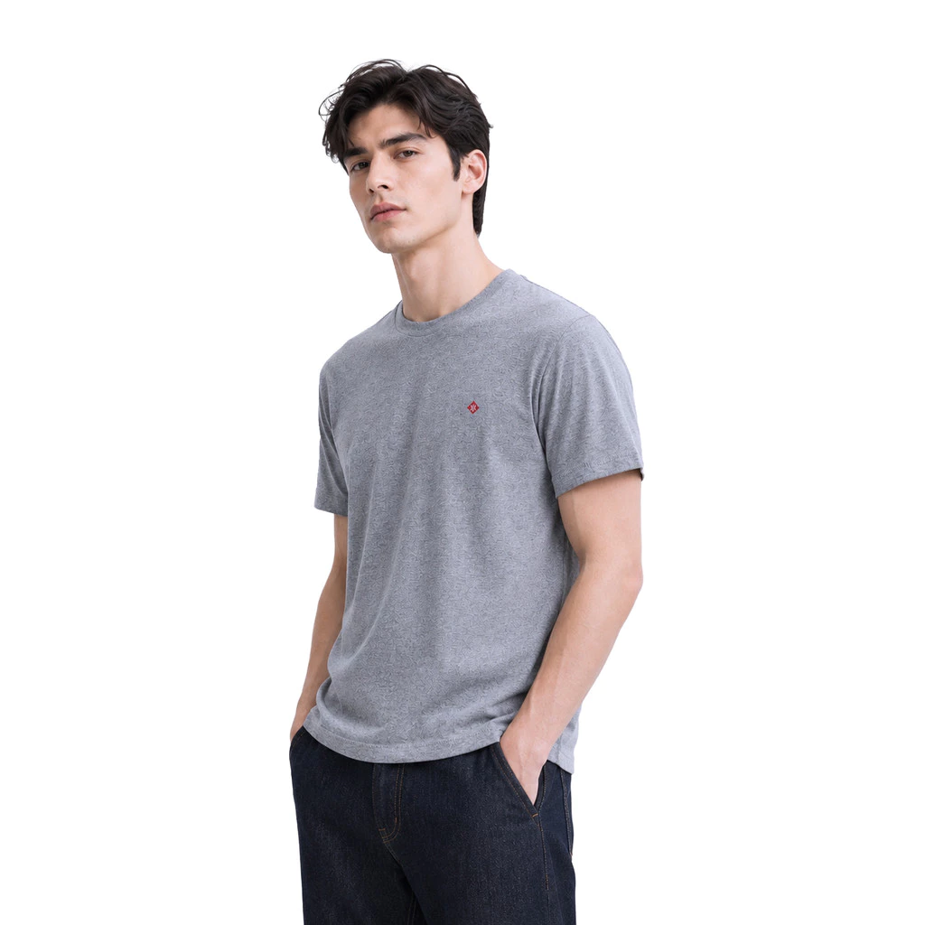 John Henry เสื้อยืดผู้ชาย ทรงเข้ารูป รุ่น JH S526MTSSM15 - สีเทาท็อปดาย