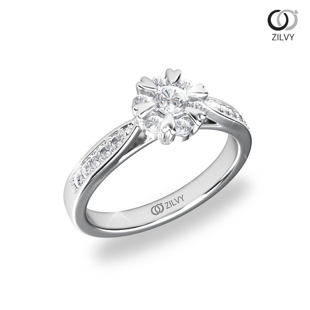 แหวนเพชร Camille Halo เพชรธรรมชาติ/เพชรแล็บ 0.27 กะรัต เงินแท้ 925 ทอง 9K ZILVY (GR836)
