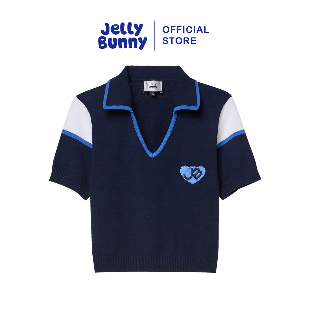 JELLY BUNNY เสื้อนิตคอวีปักโลโก้ รุ่น B25WGWD035