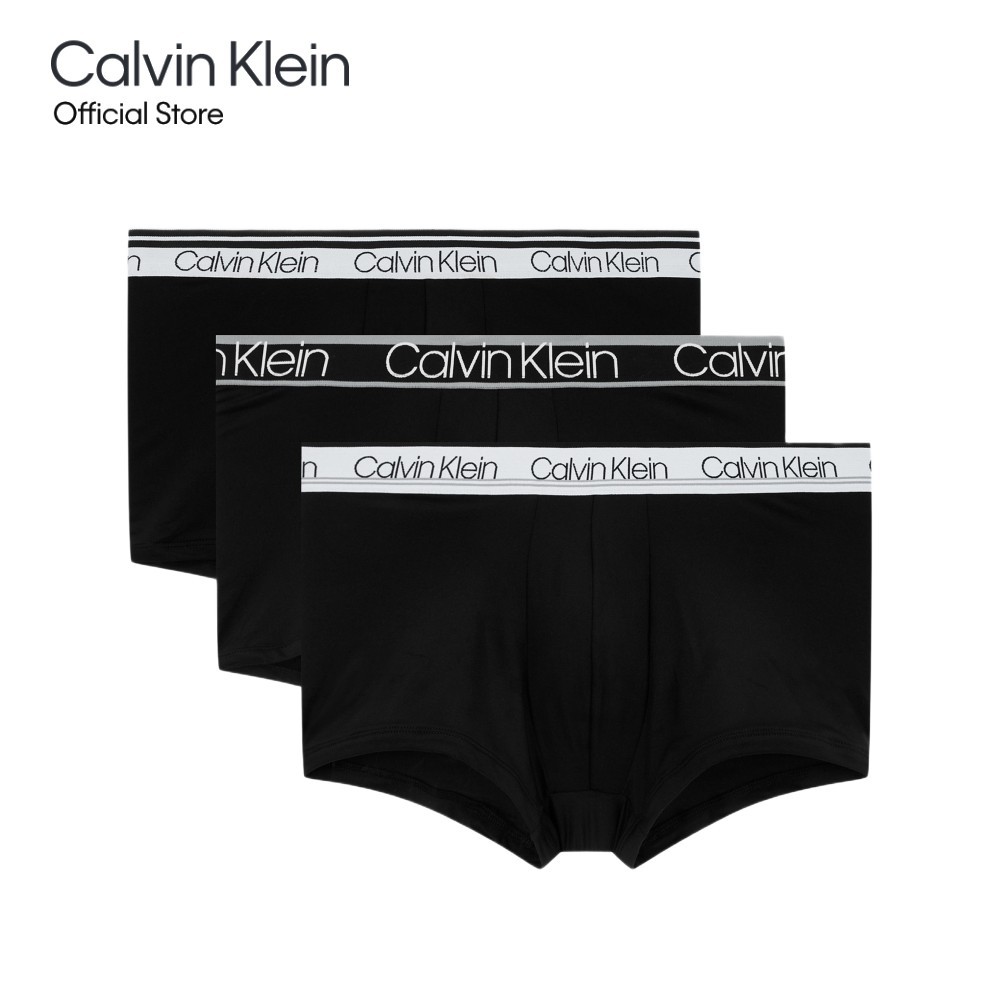 CALVIN KLEIN กางเกงในผู้ชาย Microfiber Stretch แพ็ค 3 ชิ้น ทรง Low Rise Trunk รุ่น NP2836O UB1-สีดำ