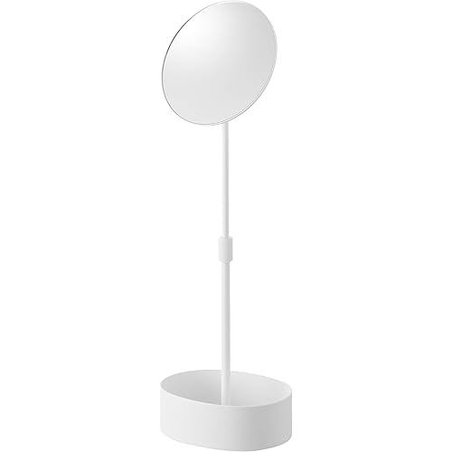 Yamazaki Jitsugyo Stand Mirror White W19.5 D15 H39.5 55cm Tower Makeup Cosmetic Tabletop 10418
