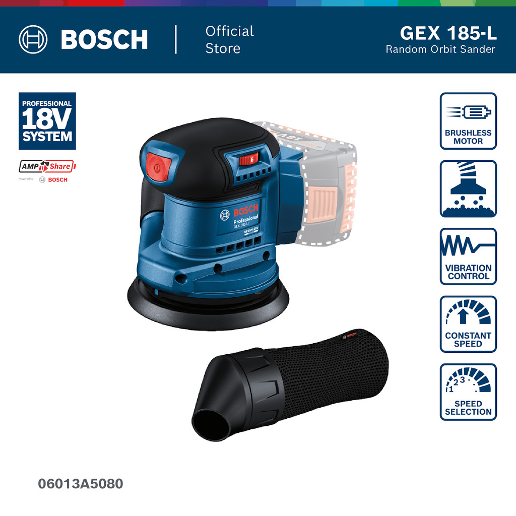 Bosch GEX 185-LI เครื่องขัดกระดาษทรายแบบวงโคจรไร้สาย