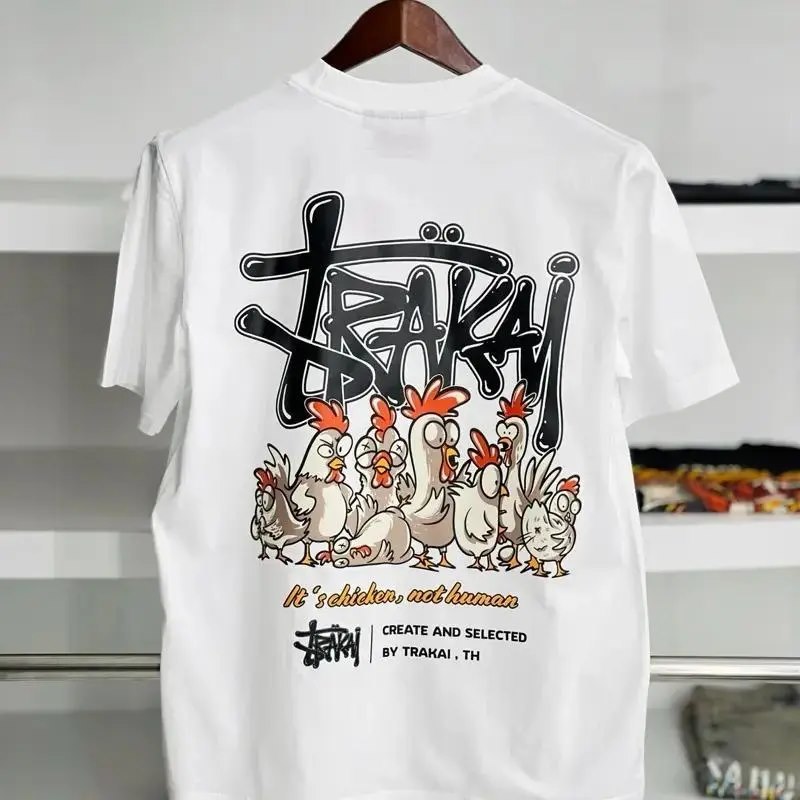เสื้อยืดผู้ชายแขนสั้น ลายตัวอักษรขาวดำมินิมอล รูปที่ 2