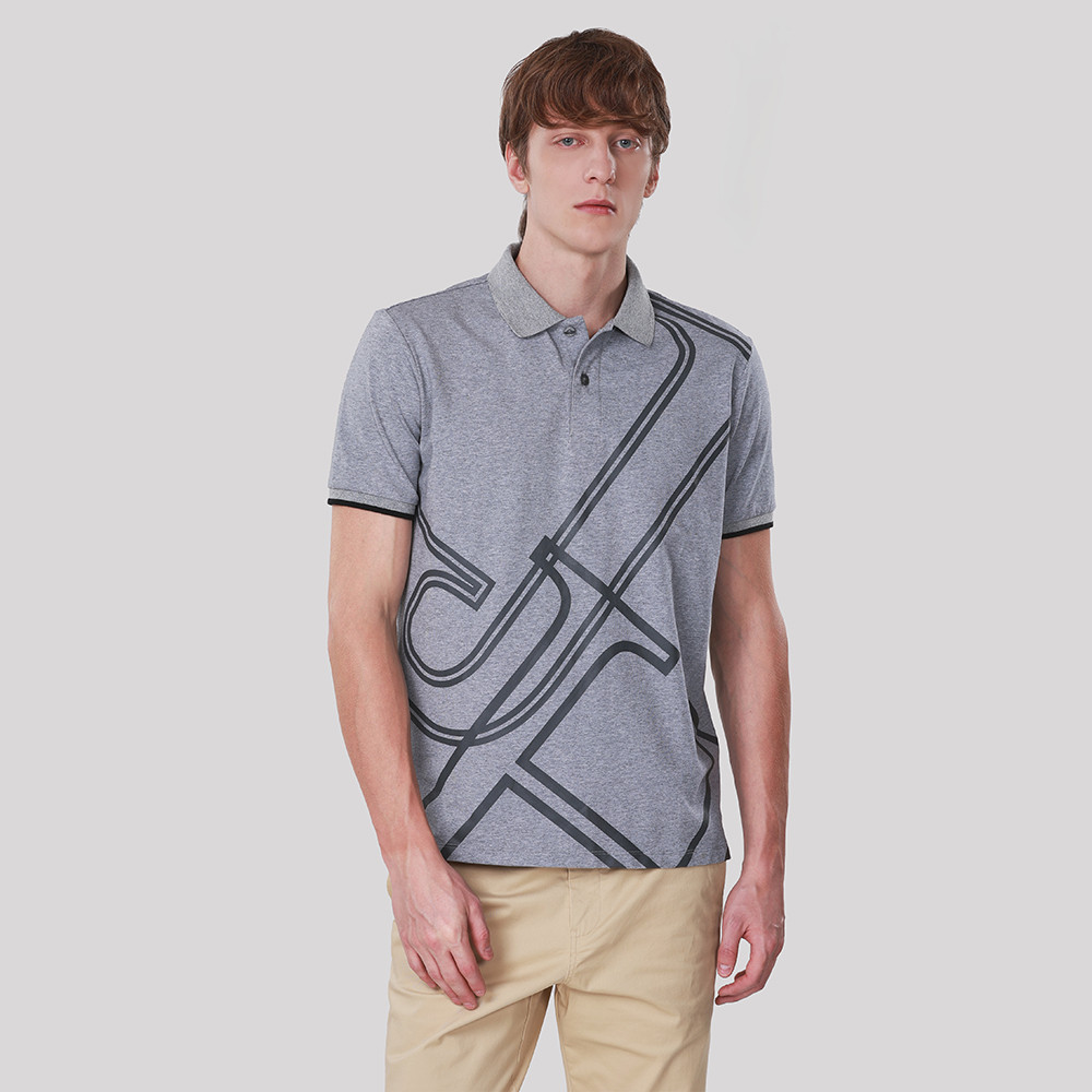 John Henry เสื้อโปโลผู้ชาย ทรงเข้ารูป รุ่น JH F325MPLSM03 - สีเทาท็อปดาย
