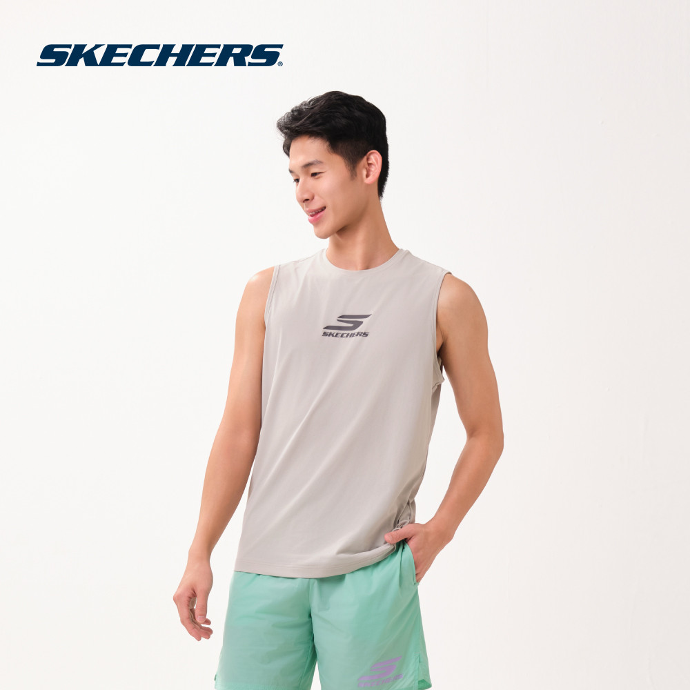 Skechers สเก็ตเชอร์ส เสื้อยืดแขนกุดผู้ชาย Men Walking Performance Sleeveless Tee - SP126M115-03ZZ