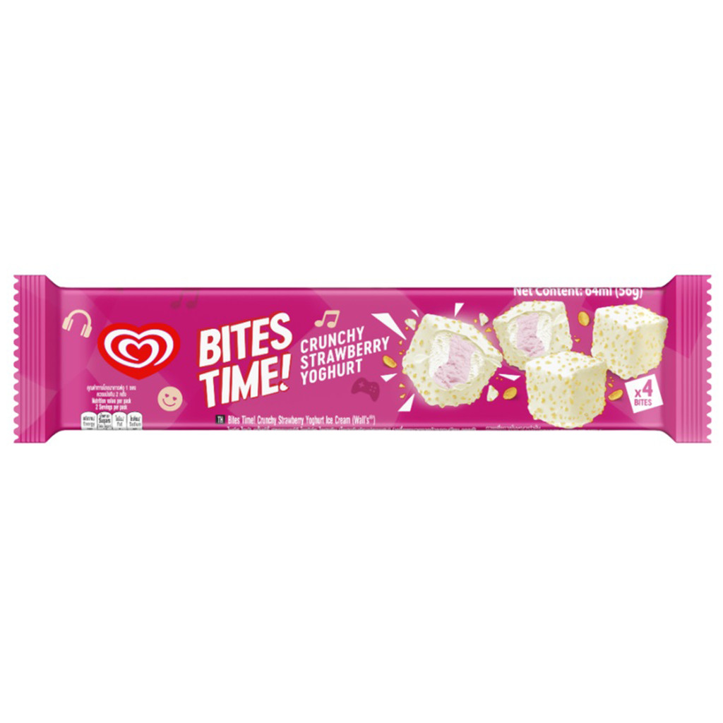 [8851932478502] Walls Bite Time Crunchy Strawberry Yogurt 56g (แพ็คสินค้าเก็บความเย็น)