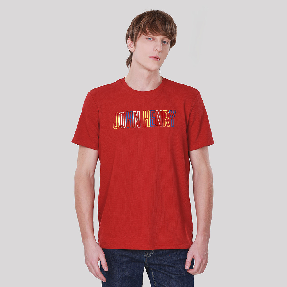 John Henry เสื้อยืดผู้ชาย ทรงเข้ารูป รุ่น JH F425MTSSM09 - สีแดง