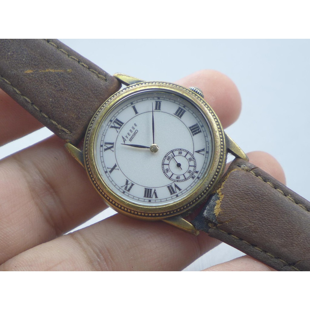 นาฬิกา Vintage มือสองญี่ปุ่น Seiko Avenue 2K23 6090 หน้าปัดตัวเลขโรมัน ผู้ชาย Quartz ทรงกลม 33mm