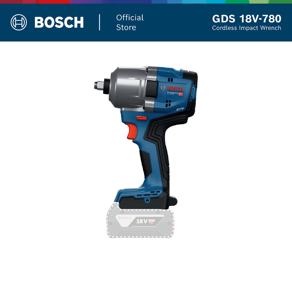 Bosch บล็อกกระแทกไร้สาย GDS 18V-780 (Solo) แรงบิด 780 Nm - เครื่องเปล่า (รหัส 06019P40L0)