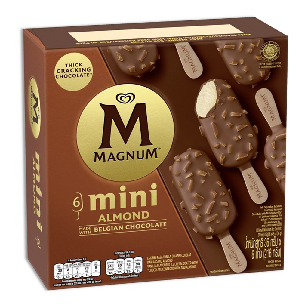 [0251536] Wall's Magnum Mini Almon วอลล์ แม็กนั่ม มินิ อัลมอนด์ (แพ็คสินค้าเก็บความเย็น)