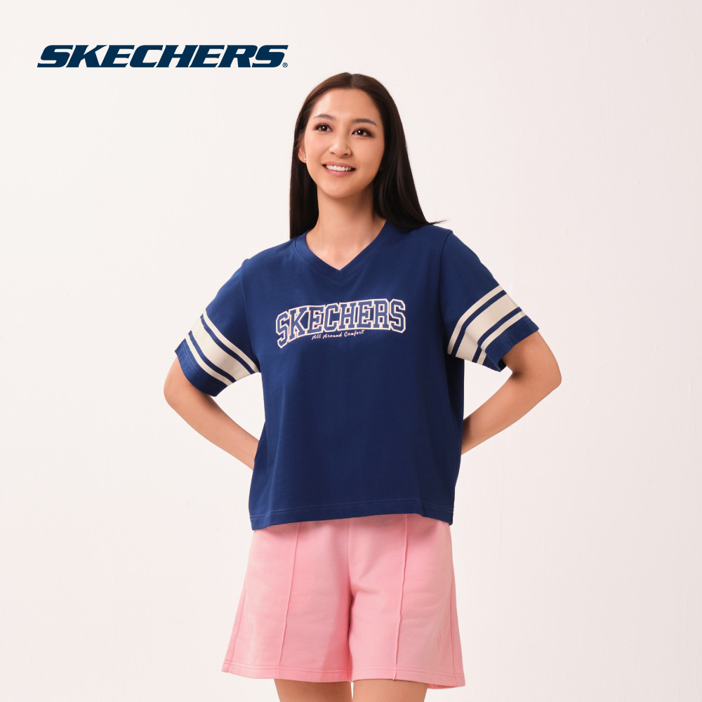 Skechers สเก็ตเชอร์ส เสื้อยืดแขนสั้นผู้หญิง Women Skechers Authentic Iconic Tee - SL226W178-00U6 (la