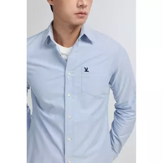 CC DOUBLE O SIGNATURE LONG SLEEVE OXFORD SHIRT ผู้ชาย เสื้อเชิ้ตแขนยาวผ้าอ็อกซ์ฟอร์ดปักนก รุ่น O26WGMA031 (AW26 #P3)