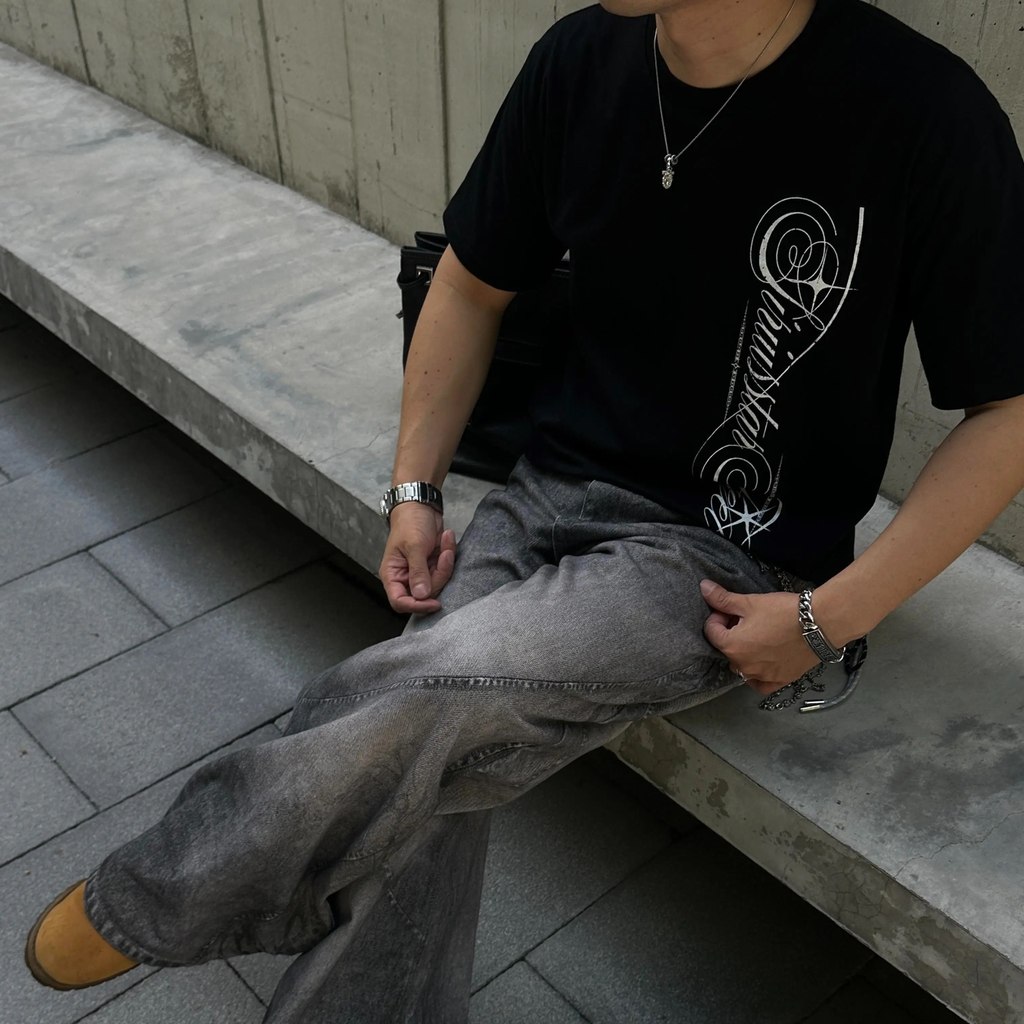 เสื้อยืดลายพิมพ์สตรีท ดีไซน์เฉพาะตัว ทรงหลวม คู่รัก Unisex