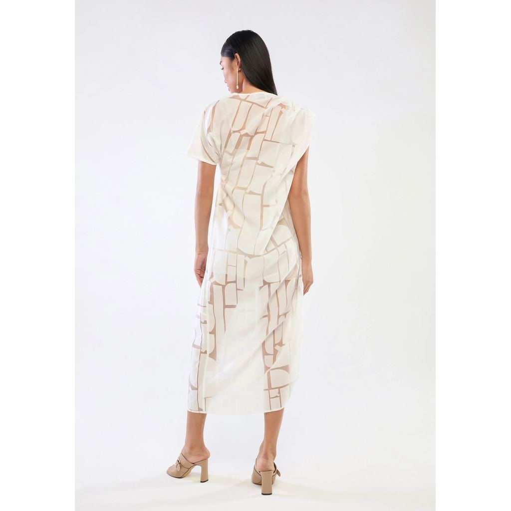 QUINN - Drape Sheer Panel Midi Dress ชุดเดรส (Q26CGWB055) — صورة 3