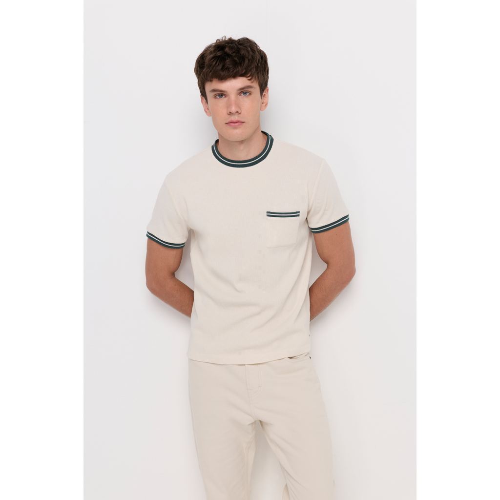 ROYAL IVY REGATTA - Contrast Trim Pocket T-Shirt Off-White เสื้อยืด (R26WGMA061) — صورة 3
