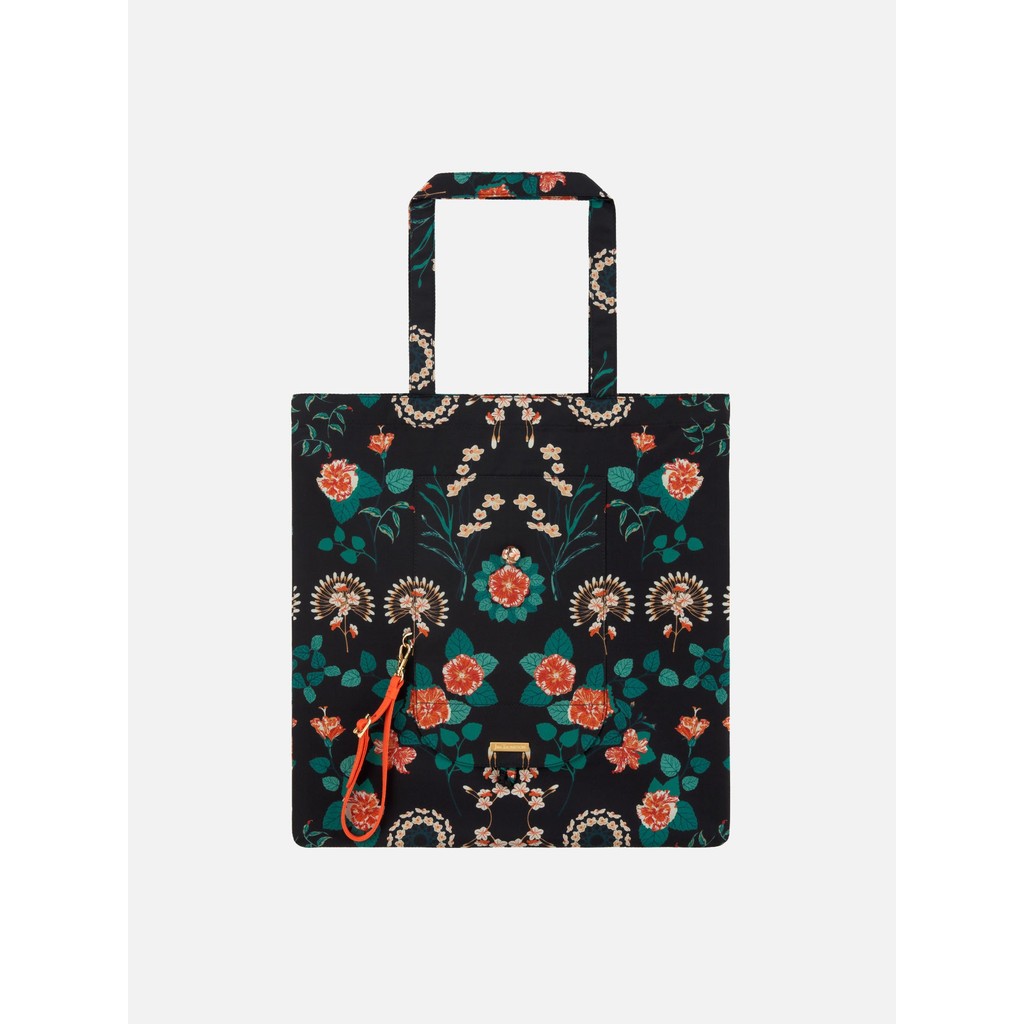 Jim Thompson Bunga Sari Silk Portable Bag Black