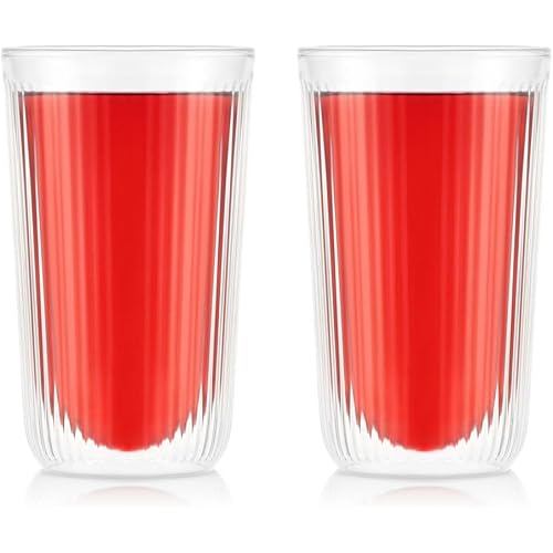 BODUM Glass Cup Tumbler DOURO Double Wall 350ml, Set of 2, Heat and cold retention, structure, resis