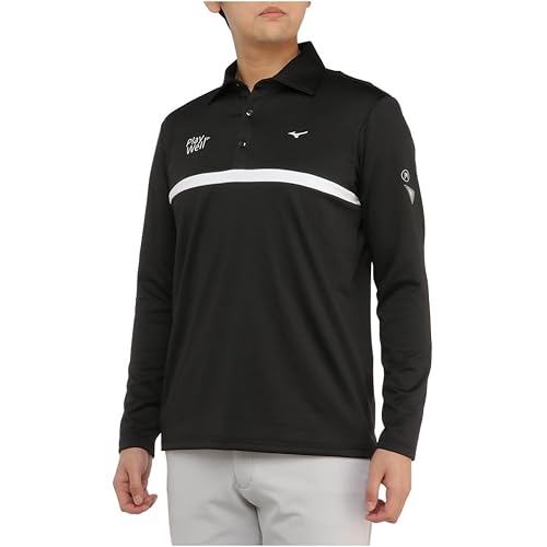 Mizuno Golf Wear Collared Printed Shirt Long Sleeve Polo Lined E2MAA521 Men s Black M