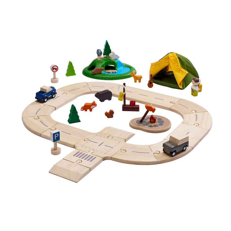 PlanToys ของเล่นไม้ 2622 Jungle Explorer's Roadway Playset เสริมพัฒนาการ สำหรับเด็กอายุ 3 ปีขึ้นไป