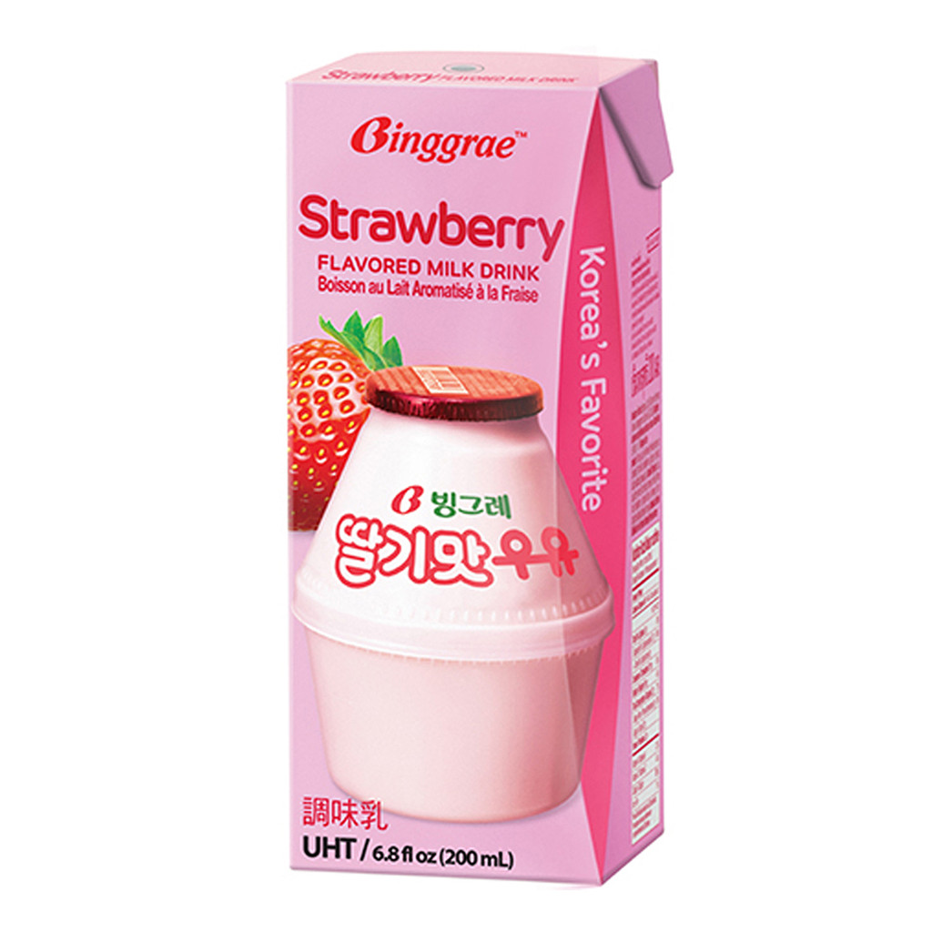 [8801104940023] Binggrae Strawberry Flavor Milk 200Ml. บิงเกร นมรสสตรอเบอร์รี่ 200 มล.
