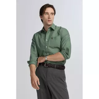 CC DOUBLE O SIGNATURE LONG SLEEVE OXFORD SHIRT ผู้ชาย เสื้อเชิ้ตแขนยาวผ้าอ็อกซ์ฟอร์ดปักนก รุ่น O26WGMA031 (AW26 #P3)