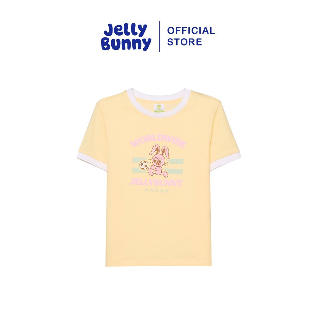 JELLY BUNNY เสื้อยืดแขนสั้นลายพิมพ์ WORLDWIDE สำหรับเด็กผู้หญิง รุ่น B26WGKB004 YELLOW