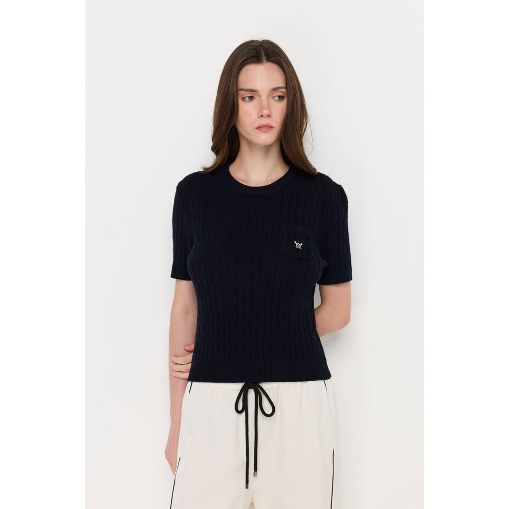 ROYAL IVY REGATTA - Cable Knit Crew Neck Top Navy เสื้อท่อนบน (R26WGWA107) — صورة 3