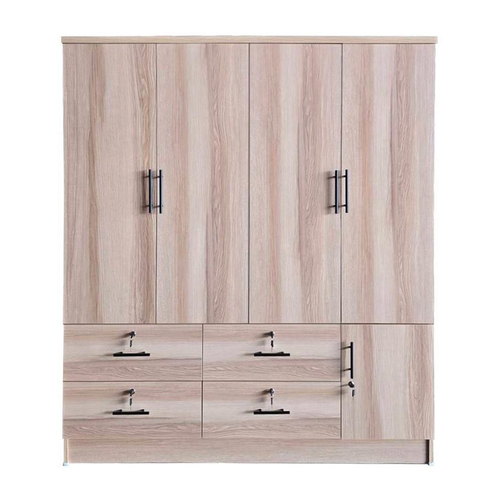 [จัดส่งพร้อมประกอบ] FURDINI ตู้เสื้อผ้า 4 บานเปิด HERO 160 ซม. สี NATURAL OAK จัดส่งโดย HomePro