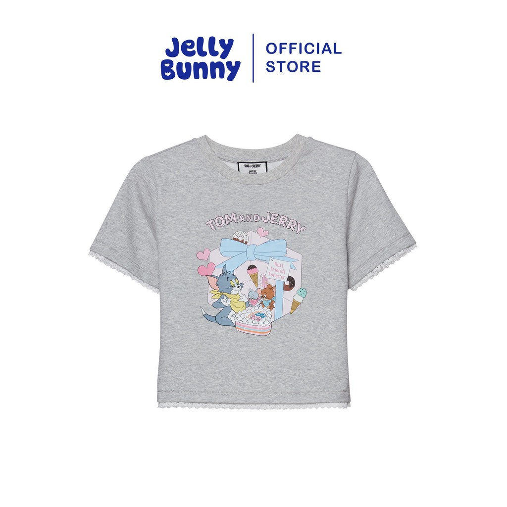 JELLY BUNNY เสื้อยืดทรงครอป HAPPY 85TH BIRTHDAY TOM&JERRY รุ่น B25SATL023