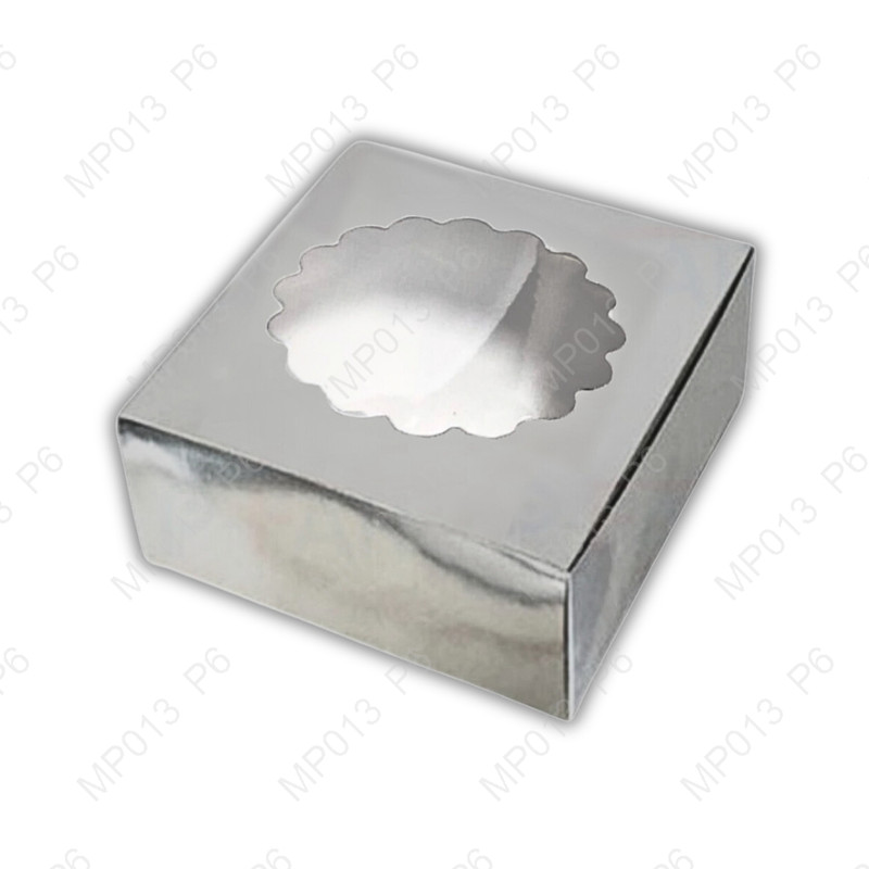 กล่องแม็คเค้ก0.5ปอนด์เงินเจาะสูง6 x 6 x 3 นิ้ว (1แพ็คย่อย X10กล่อง)|MP013_S_P6