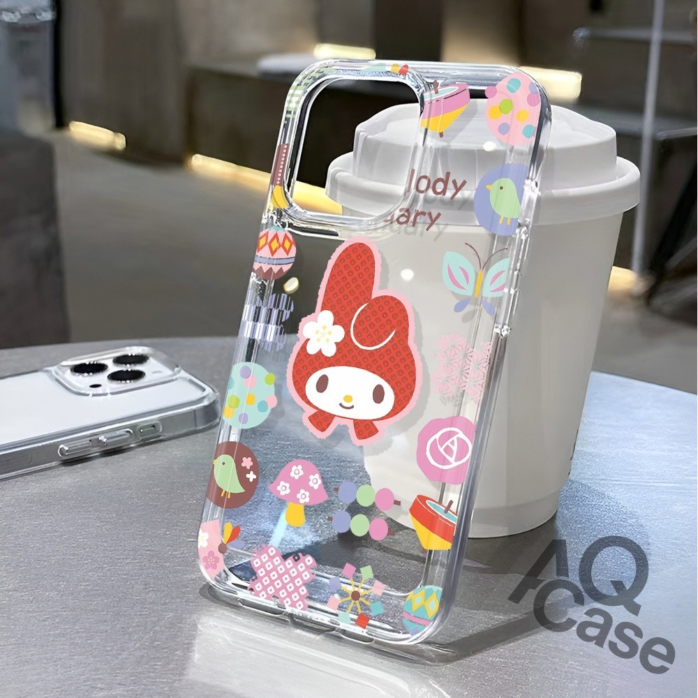 กันกระแทก iPhone 17promax 16 11 15promax 14 13 12 7Plus X XS Max 8 7 6 หน้าต่างใส ลายเมโลดี้ (My Mel