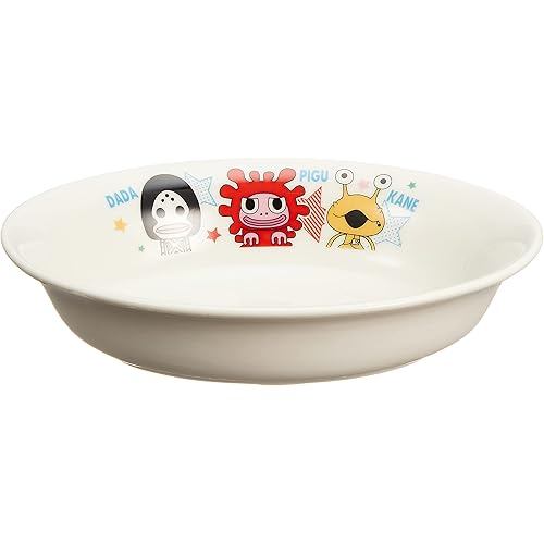 Kaneshotouki Kinsei Pottery "Kaiju Step Wanda Bada" Curry Plate 703104 Made in Japan 18cm White