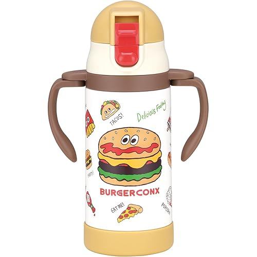 Skater 2WAY Stainless Steel Water Bottle with Two Handles and Straw 350ml Baby Mug Burger Conchs STW