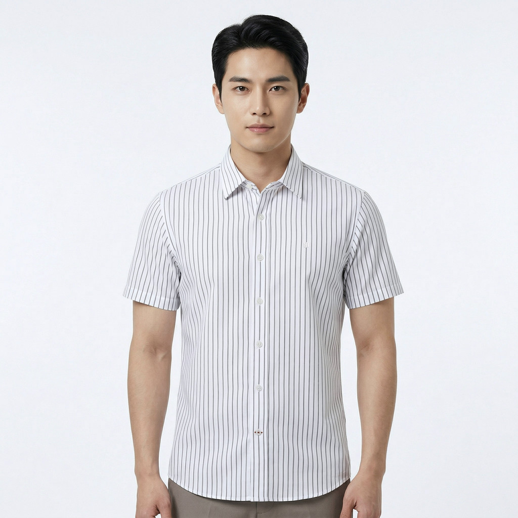 John Henry เสื้อเชิ้ตผู้ชายแขนสั้น ทรงเข้ารูป รุ่น JH S426MSSSM13 - สีขาว