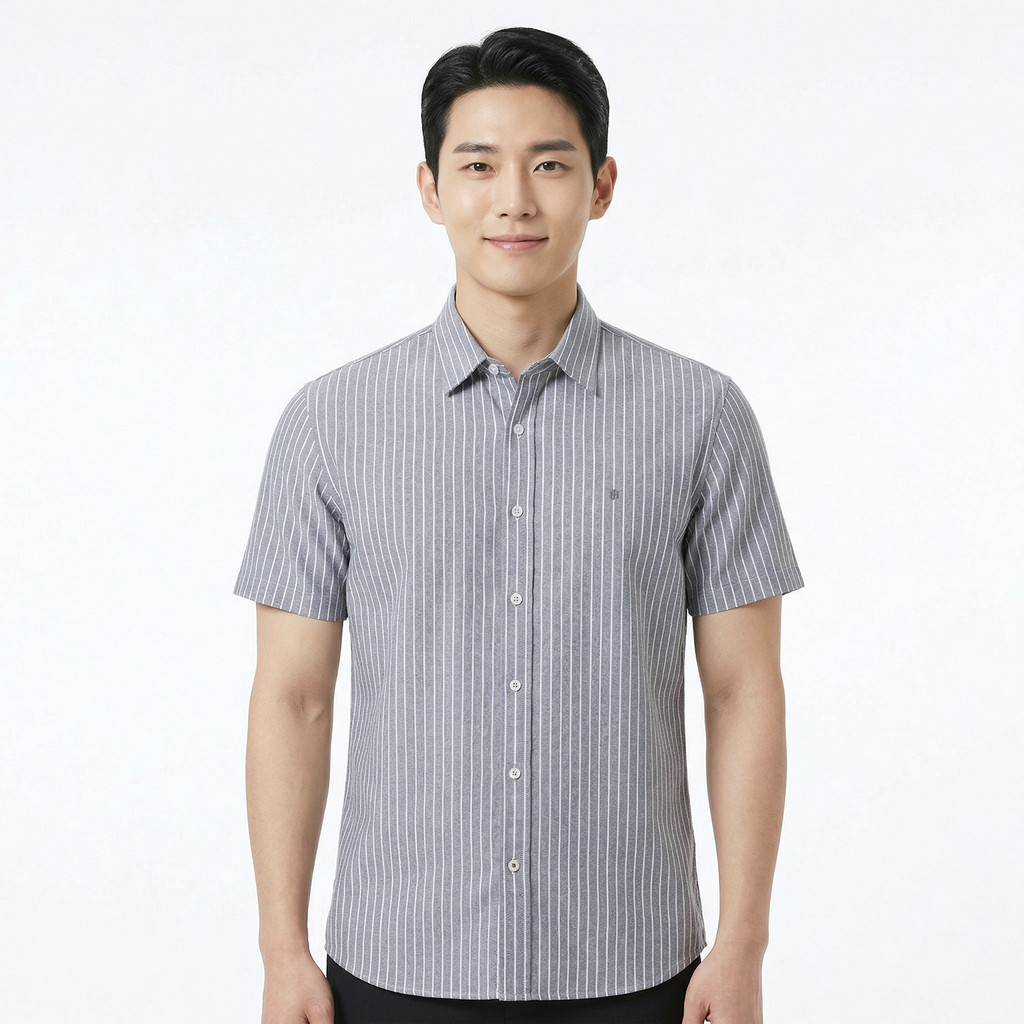 John Henry เสื้อเชิ้ตผู้ชายแขนสั้น ทรงเข้ารูป รุ่น JH S426MSSSM13 - สีเทา
