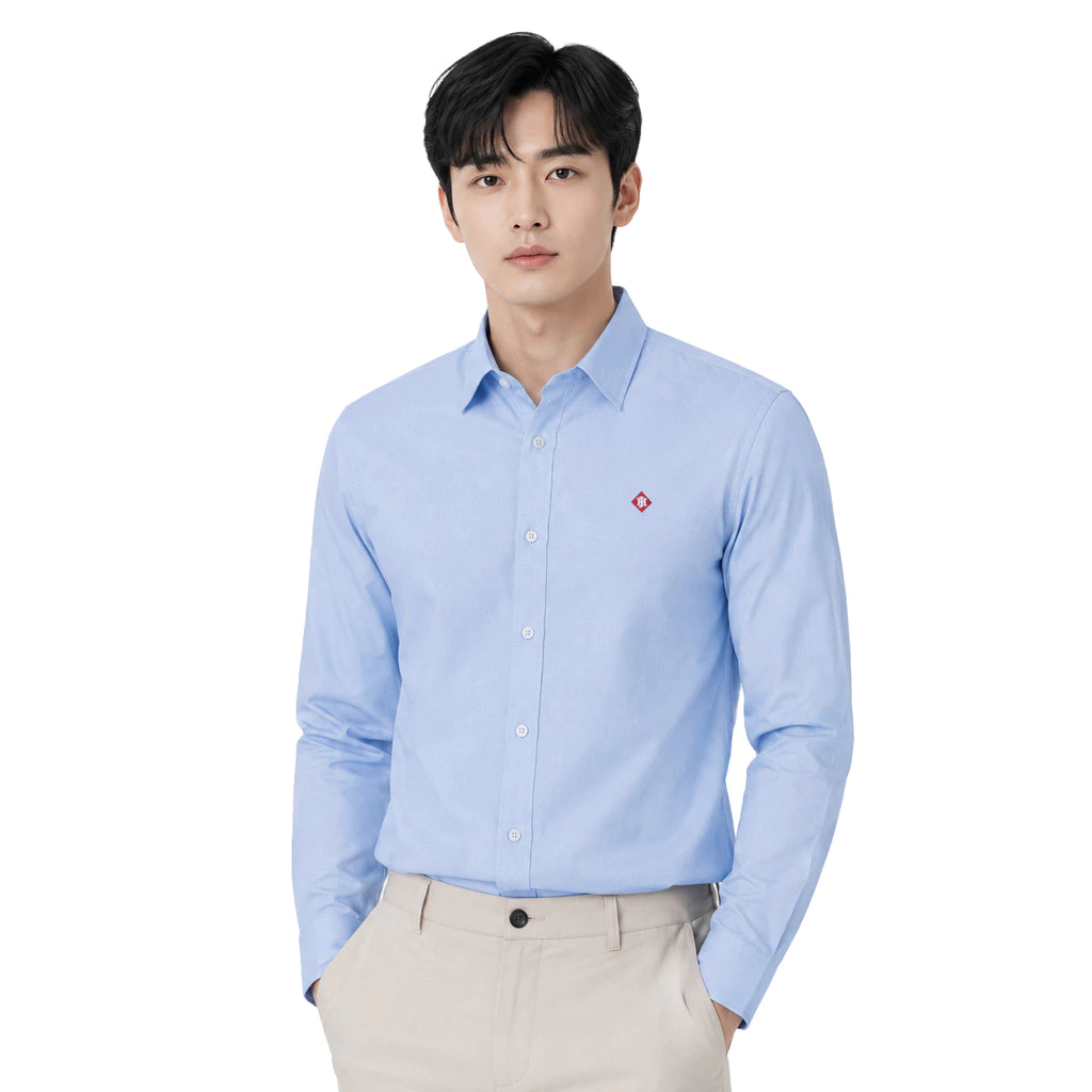 John Henry เสื้อเชิ้ตผู้ชายแขนยาว ทรงเข้ารูป รุ่น JH S426MSLSM14 - สีฟ้า