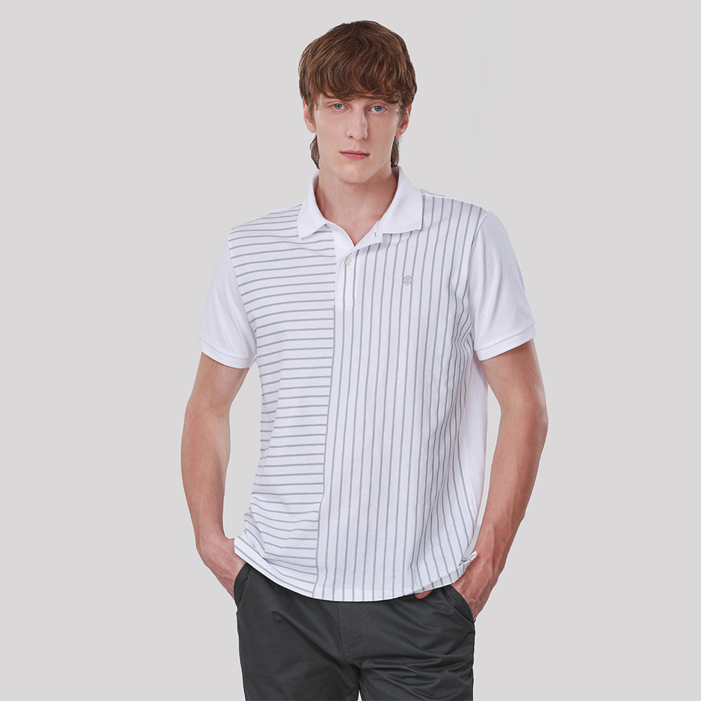 John Henry เสื้อโปโลผู้ชาย ทรงเข้ารูป รุ่น JH F325MPLSM04 - สีขาว