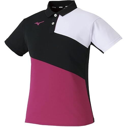 Mizuno Tennis Wear Game Shirt Sticky Reduction Dynamotion Fit 62JA2206 Ladies Black Berry Pink 2XL