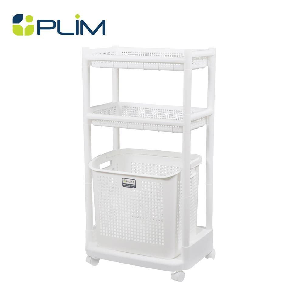 PLIM ตะกร้าผ้าเหลี่ยมมีล้อ 3 ชั้น  KIRA สีขาว จัดส่งโดย HomePro