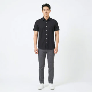 John Henry เสื้อเชิ้ตผู้ชายแขนสั้น ทรงเข้ารูป รุ่น JH S426MSSSM12 - สีดำ