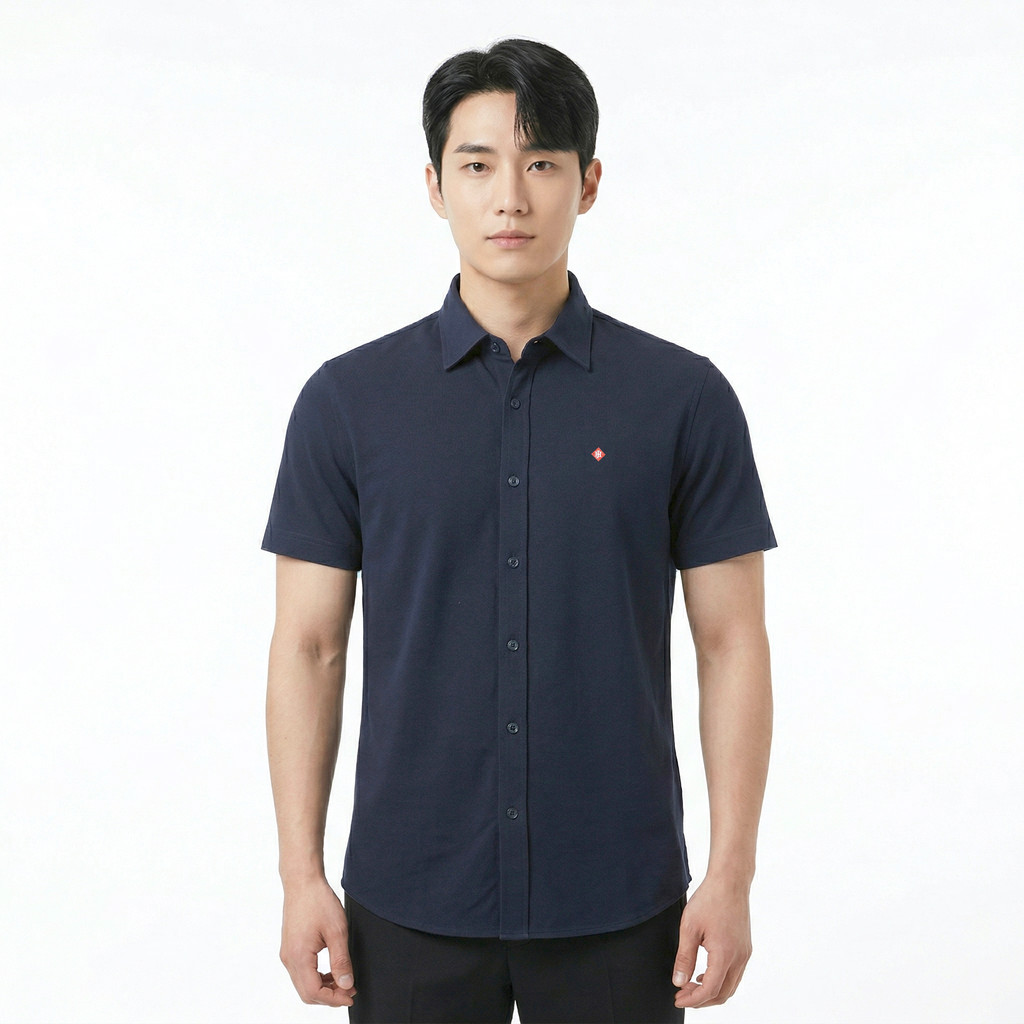 John Henry เสื้อเชิ้ตผู้ชายแขนสั้น ทรงเข้ารูป รุ่น JH S426MSSSM12 - สีกรมท่า