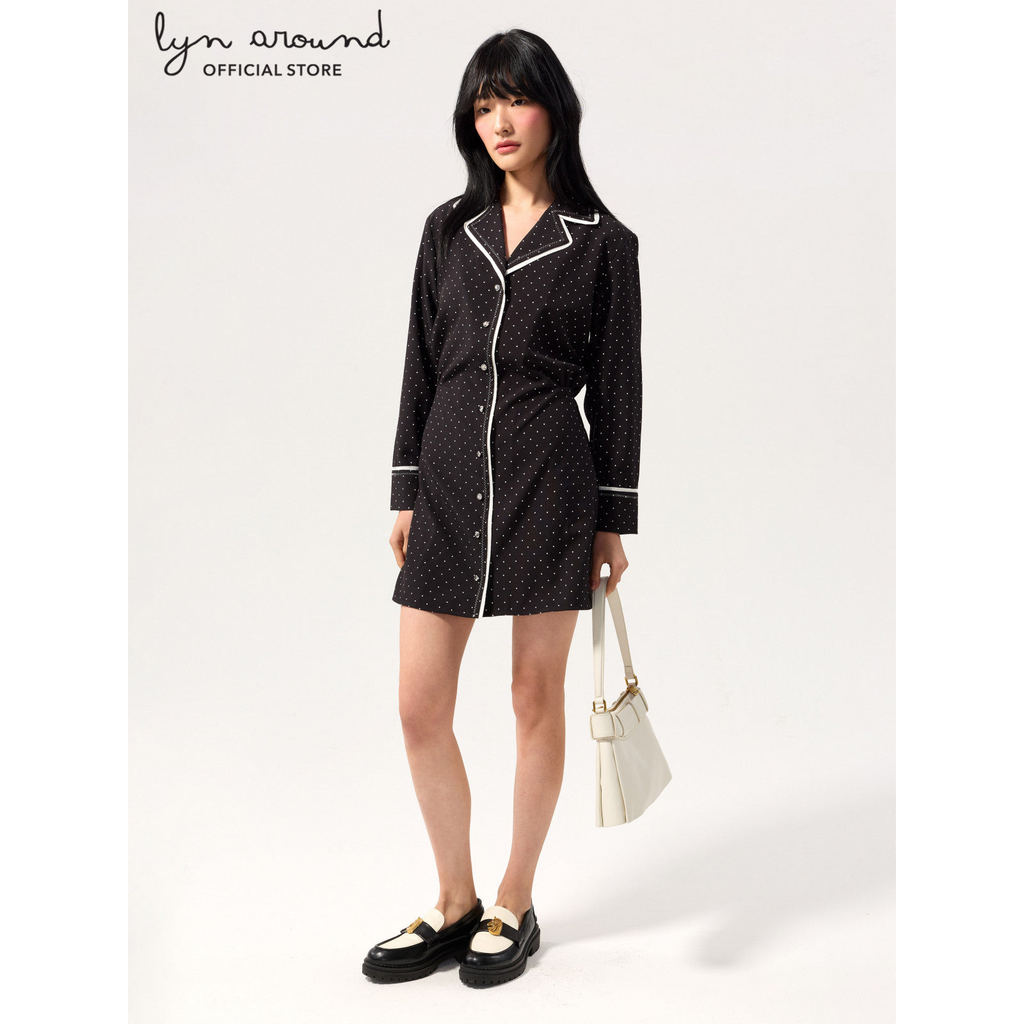 Lyn around - เดรสสั้นแขนยาวลายโพลกาดอต คอลเลกชัน Working on Board (A26CGWC025)
