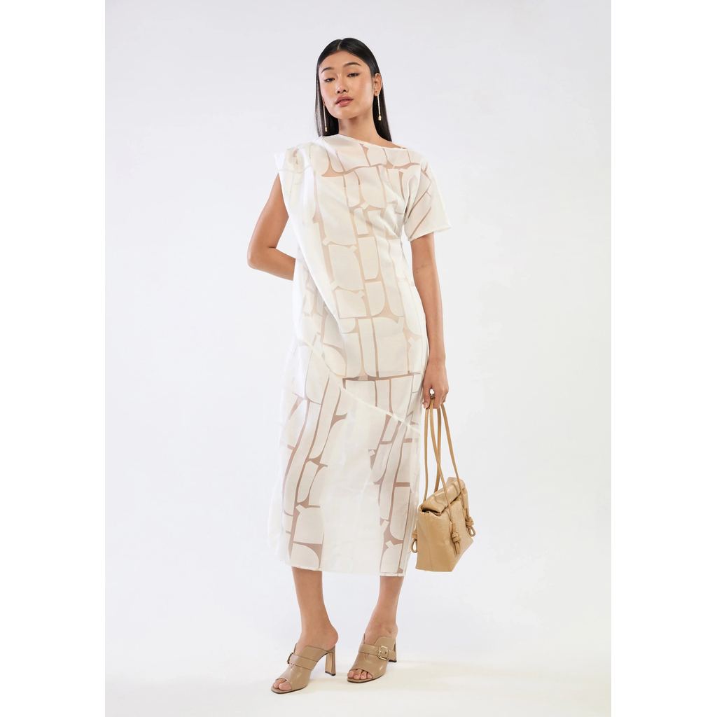 QUINN - Drape Sheer Panel Midi Dress ชุดเดรส (Q26CGWB055) — صورة 2