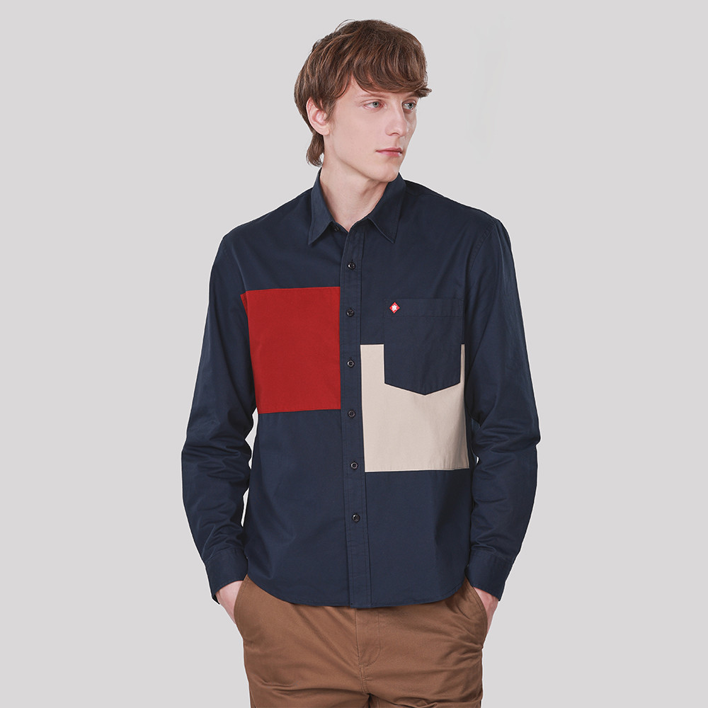 John Henry เสื้อเชิ้ตผู้ชายแขนยาว ทรงปกติ รุ่น JH F325MSLRG05 - สีกรมท่า