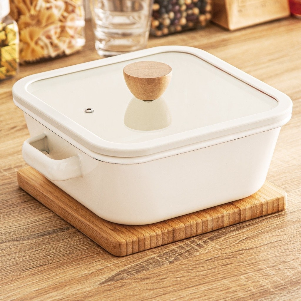 NITORI หม้อ SQUARE ENAMEL POT 20CM