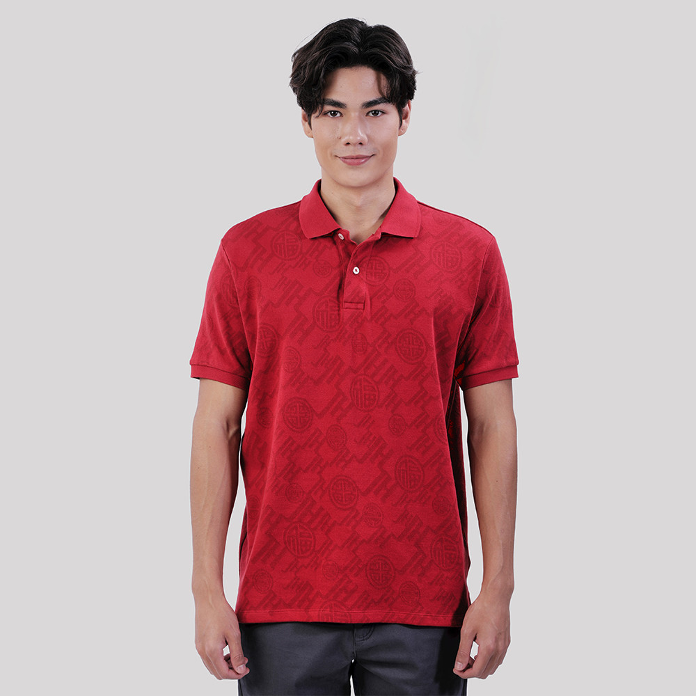 John Henry เสื้อโปโลผู้ชาย ทรงเข้ารูป รุ่น JH S126MPLSM01 - สีแดง