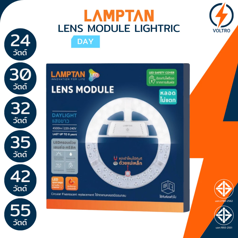 Lamptan หลอดไฟซาลาเปา Led 24W 30W 32W 35W 42W 55W 6500K Ceiling light รุ่น LENS MODULE LIGHTRIC