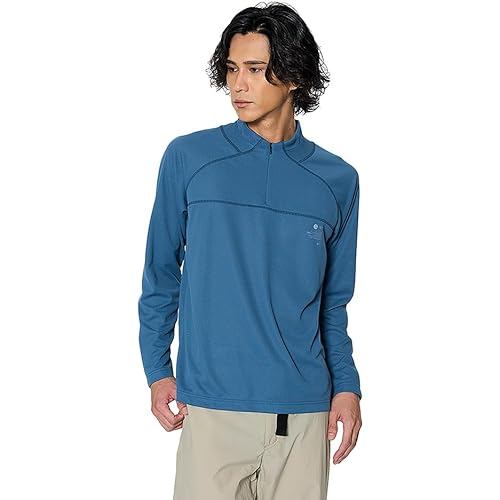 Mizuno Dry Aero Flow Half-Zip Long-Sleeved Shirt Go to by B2MAB001 Men s Teal Blue