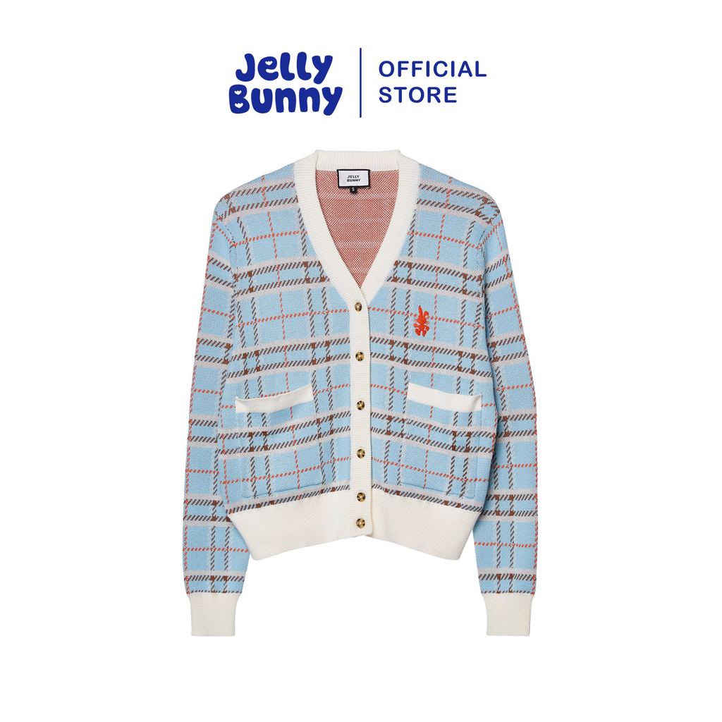 JELLY BUNNY เสื้อคลุมคาร์ดิแกนลายตารางปักโลโก้ รุ่น B26WGWA013 BLUE