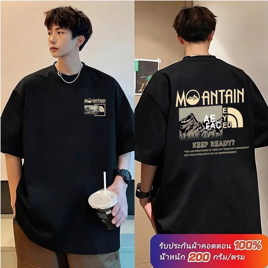 เสื้อยืดคอกลม ผู้ชาย ผ้าคอตตอน ไซส์พิเศษใหญ่ Unisex รูปที่ 2
